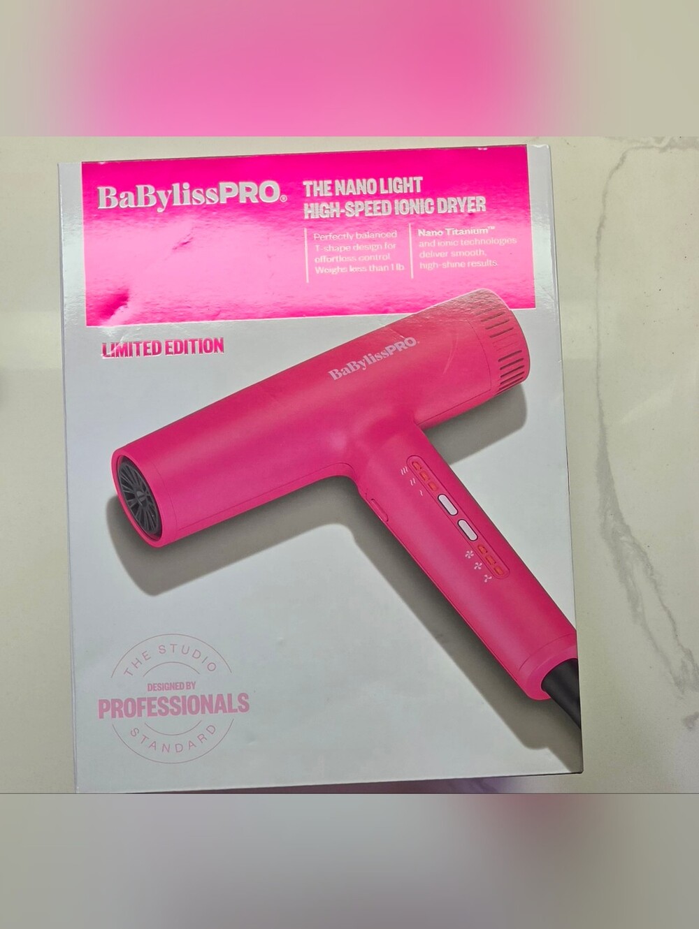 BaByliss Pro Hot Pink Nano Light High Speed Ionic Hair Dryer